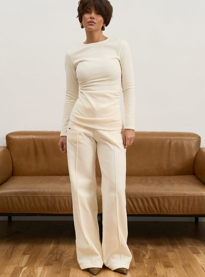 Штани широкі зі стрілкою поларфліс молочні MMSW (MMSW_ШШЗС-W26-ML)