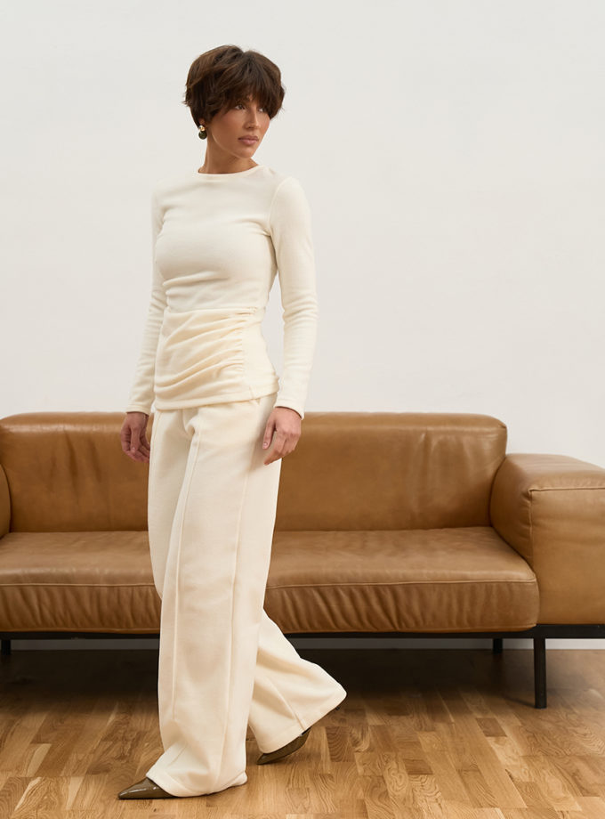 Штани широкі зі стрілкою поларфліс молочні MMSW (MMSW_ШШЗС-W26-ML)