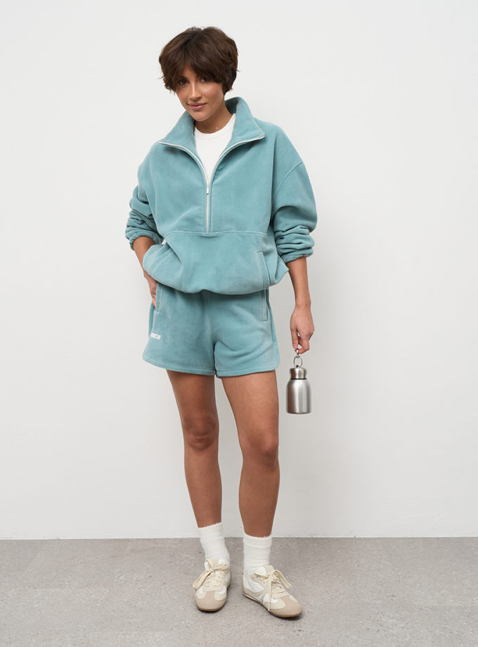 Шорти спортивні з вирізами поларфліс морська хвиля MMSW (MMSW_ШСЗВФ-W26-TU)