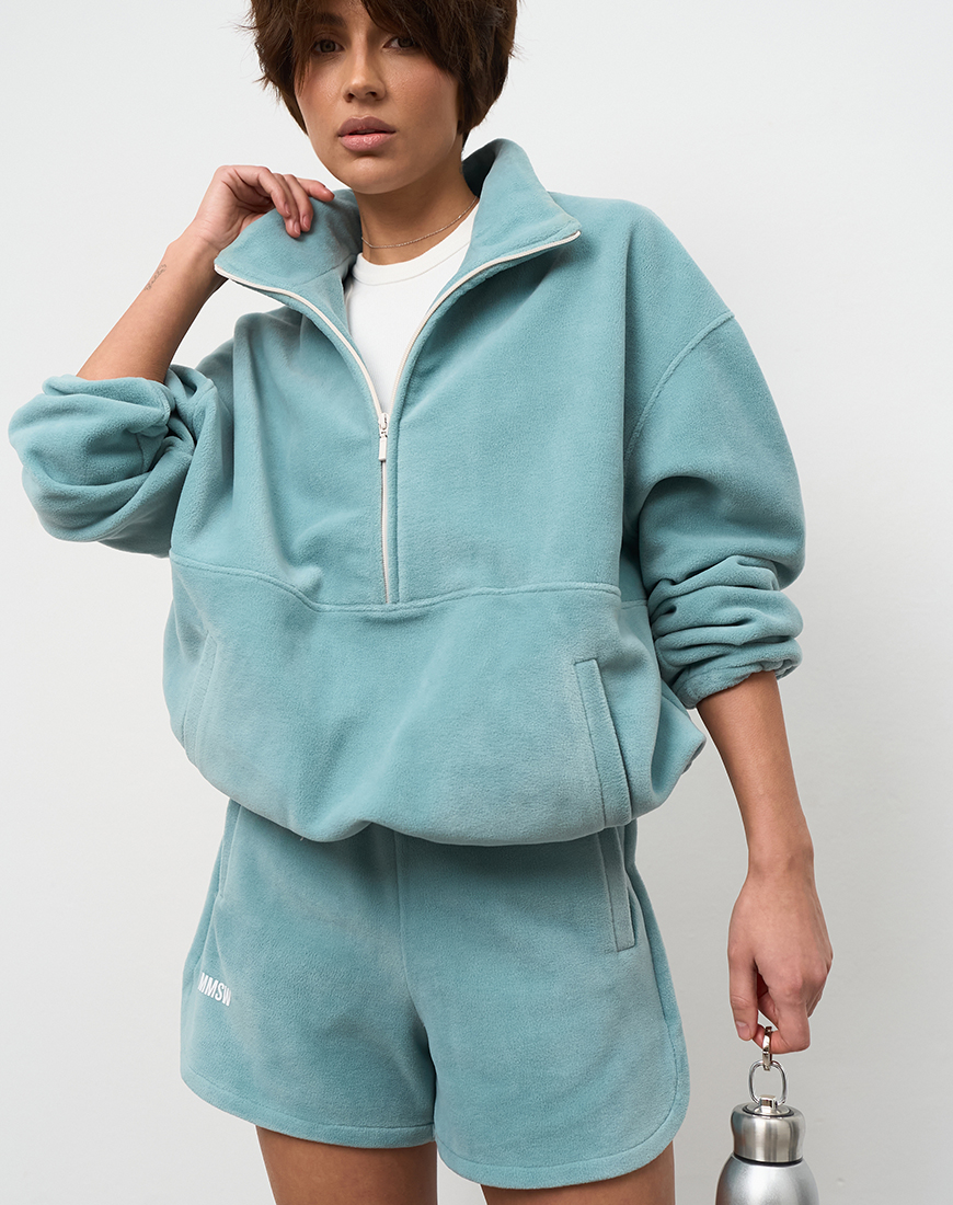 1AK04695 Шорти спортивні з вирізами поларфліс морська хвиля MMSW (MMSW_ШСЗВФ-W26-TU) - фото 4