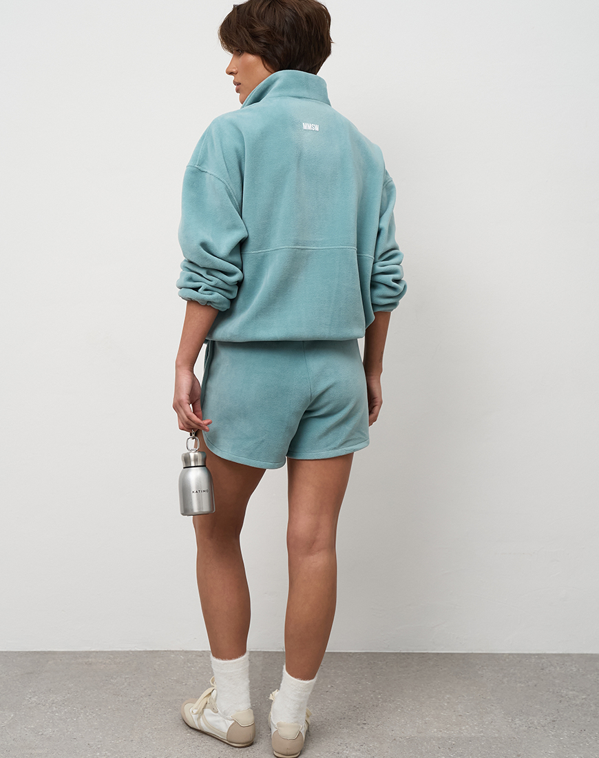 1AK04706 Шорти спортивні з вирізами поларфліс морська хвиля MMSW (MMSW_ШСЗВФ-W26-TU) - фото 5