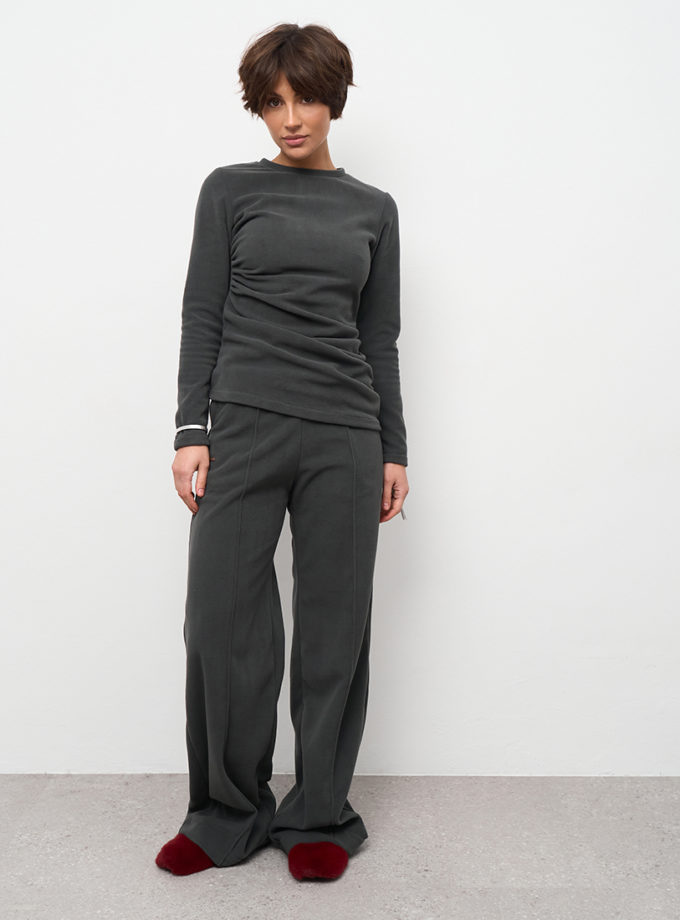 Штани широкі зі стрілкою поларфліс темно-сірі MMSW (MMSW_ШШЗС-W26-DGR)