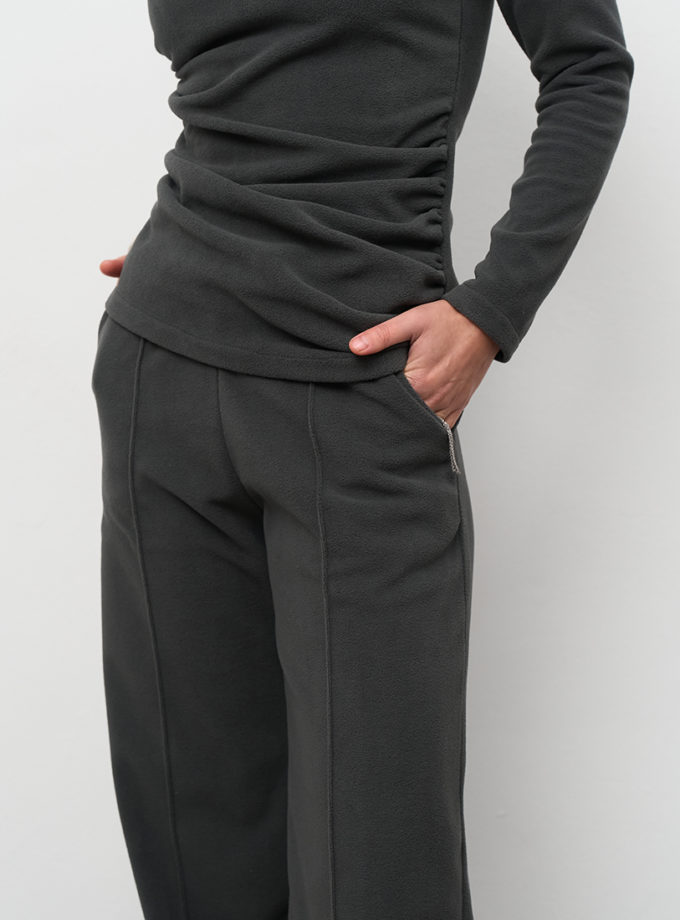 Штани широкі зі стрілкою поларфліс темно-сірі MMSW (MMSW_ШШЗС-W26-DGR)