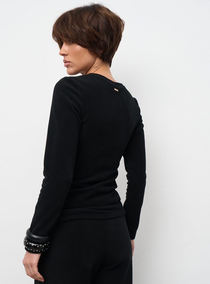 Лонгслів жіночий драпірований поларфліс чорний MMSW (MMSW_ЛЖДПФ-W26-BL)