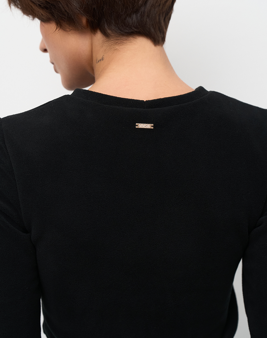 1AK05114 Лонгслів жіночий драпірований поларфліс чорний MMSW (MMSW_ЛЖДПФ-W26-BL) - фото 4