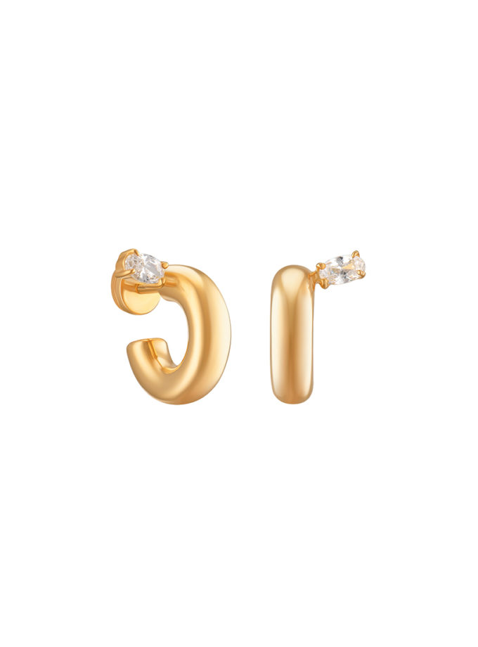 Сережки Hoops w.Zircon RIMMART JEWELRY (RAJ_ERApl-077)