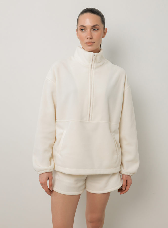 Світшот флісовий на півблискавці молочний MMSW (MMSW_СФНП-W26-ML)