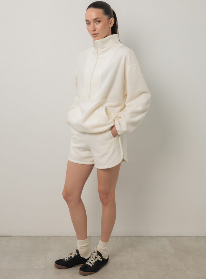 Шорти спортивні з вирізами поларфліс молочні MMSW (MMSW_ШСЗВФ-W26-ML)