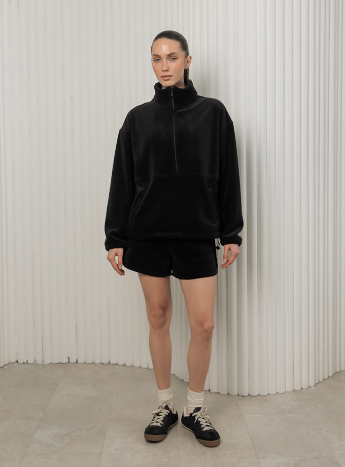 Шорти спортивні з вирізами поларфліс чорні MMSW (MMSW_ШСЗВФ-W26-BL)