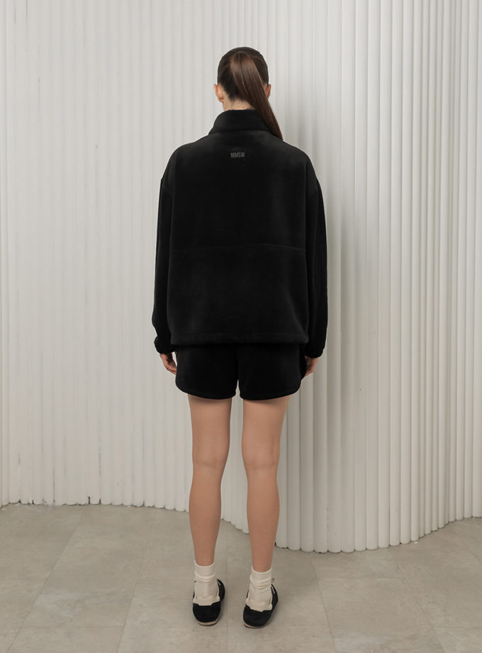 Шорти спортивні з вирізами поларфліс чорні MMSW (MMSW_ШСЗВФ-W26-BL)