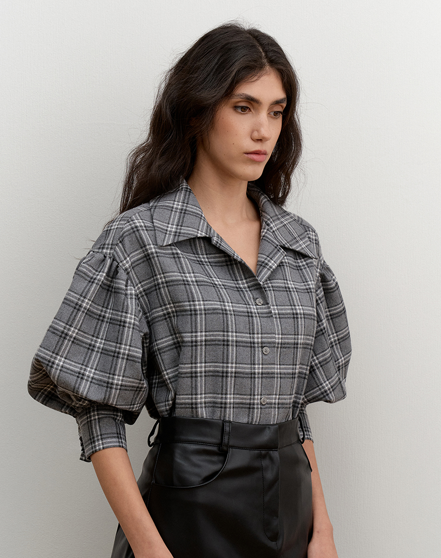 4_1 Сіра фланелева сорочка з акцентними рукавами AMBITNA (Ambtn_29-1-1-1-1-1-1) - фото 3