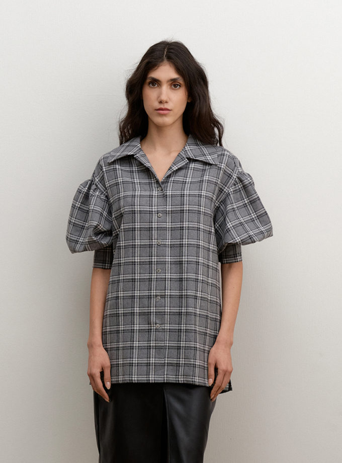 Сіра фланелева сорочка з акцентними рукавами AMBITNA (Ambtn_29-1-1-1-1-1-1)