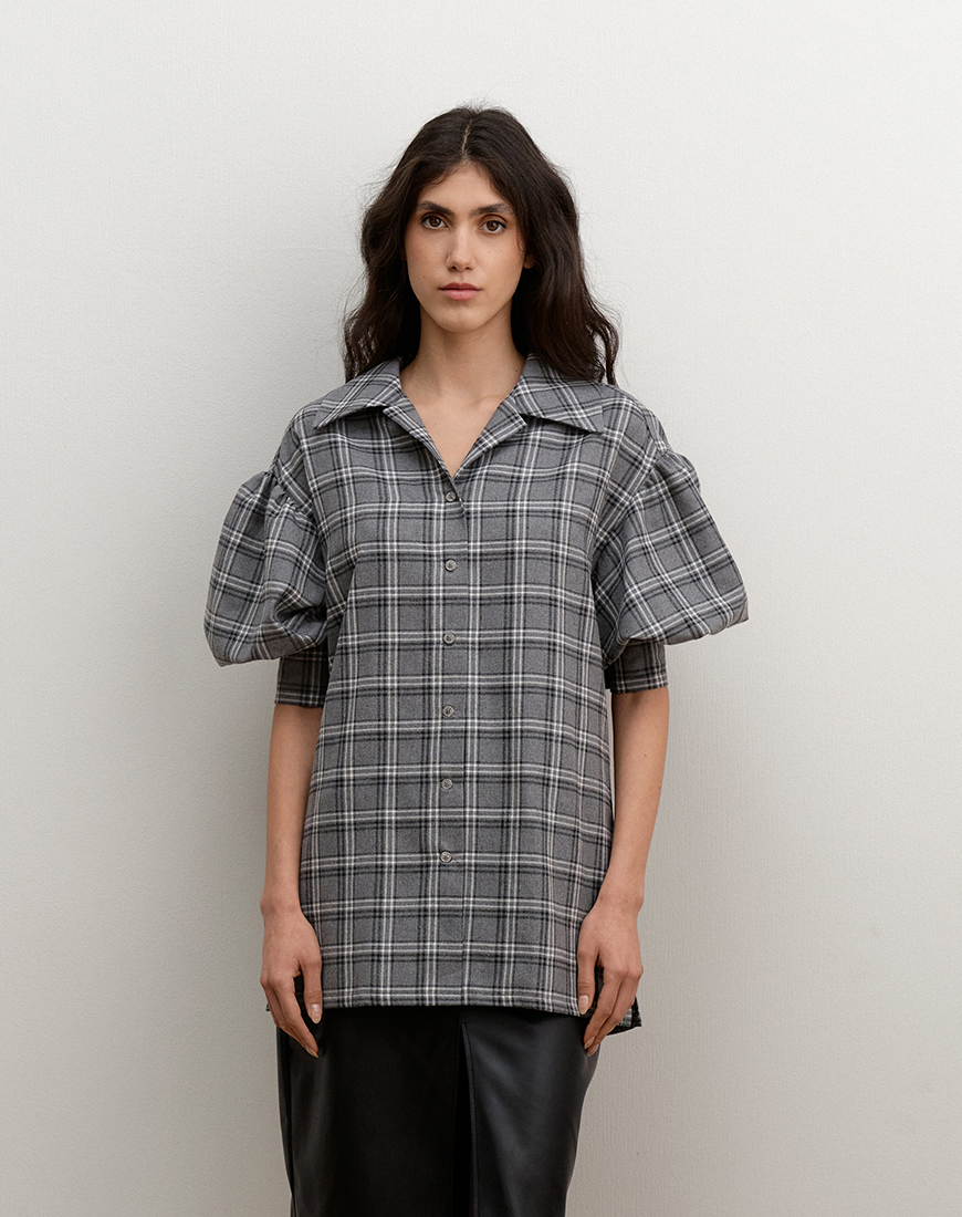 4_5 Сіра фланелева сорочка з акцентними рукавами AMBITNA (Ambtn_29-1-1-1-1-1-1)