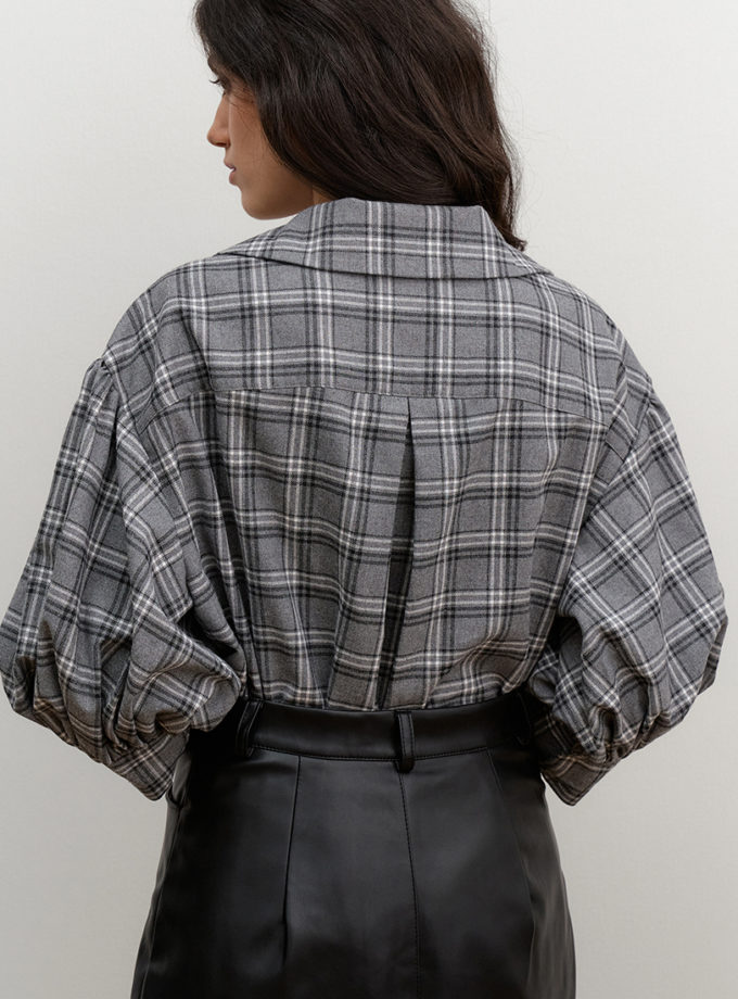 Сіра фланелева сорочка з акцентними рукавами AMBITNA (Ambtn_29-1-1-1-1-1-1)