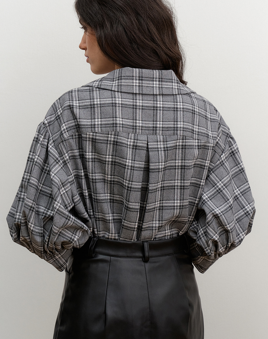 4_6 Сіра фланелева сорочка з акцентними рукавами AMBITNA (Ambtn_29-1-1-1-1-1-1) - фото 2