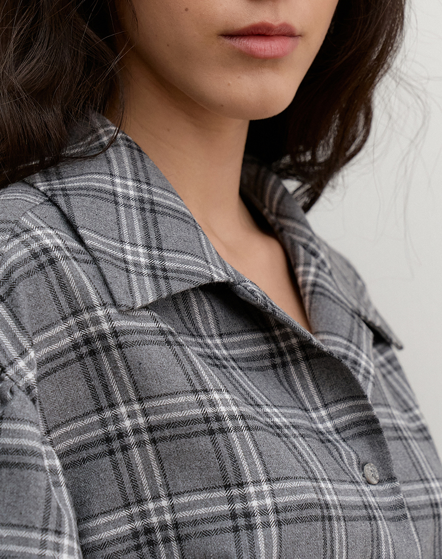 4_7 Сіра фланелева сорочка з акцентними рукавами AMBITNA (Ambtn_29-1-1-1-1-1-1) - фото 4