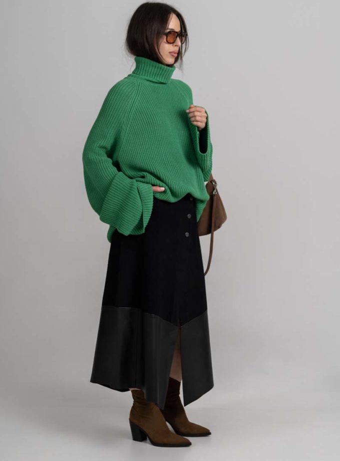 Спідниця на запах денім/екошкіра чорного кольору 7/11 SEVEN ELEVEN (SE_SE26SkBrassicaDn2_Ltr_B)