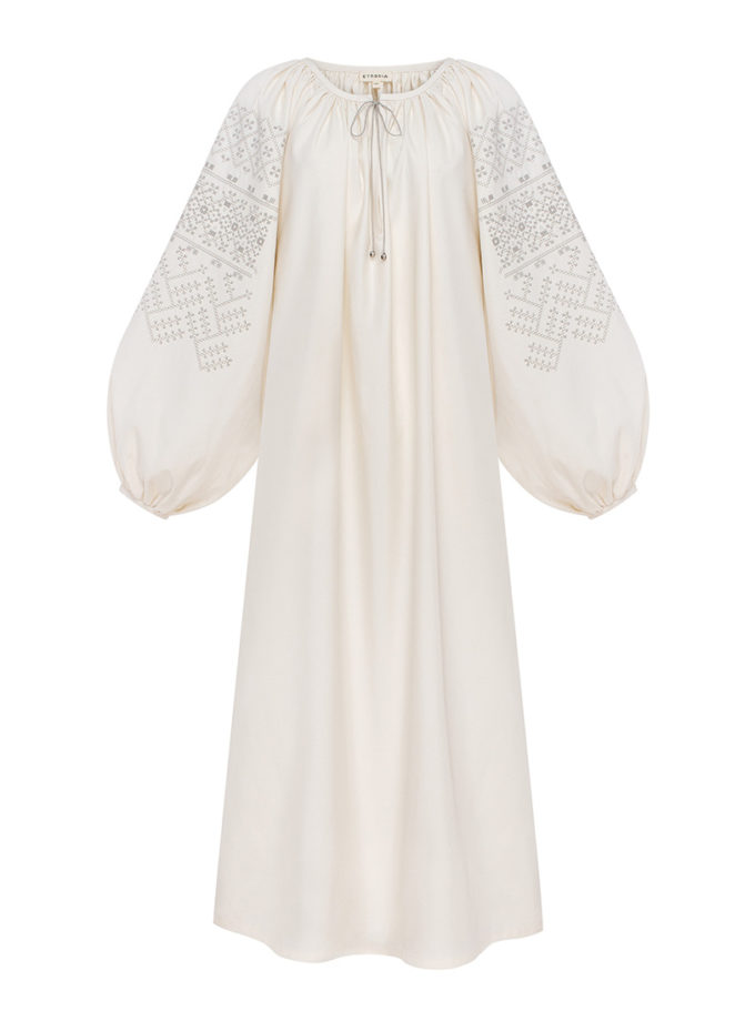 Молочна вишита сукня Веліна ETNODIM (ETN_Velina-bg)