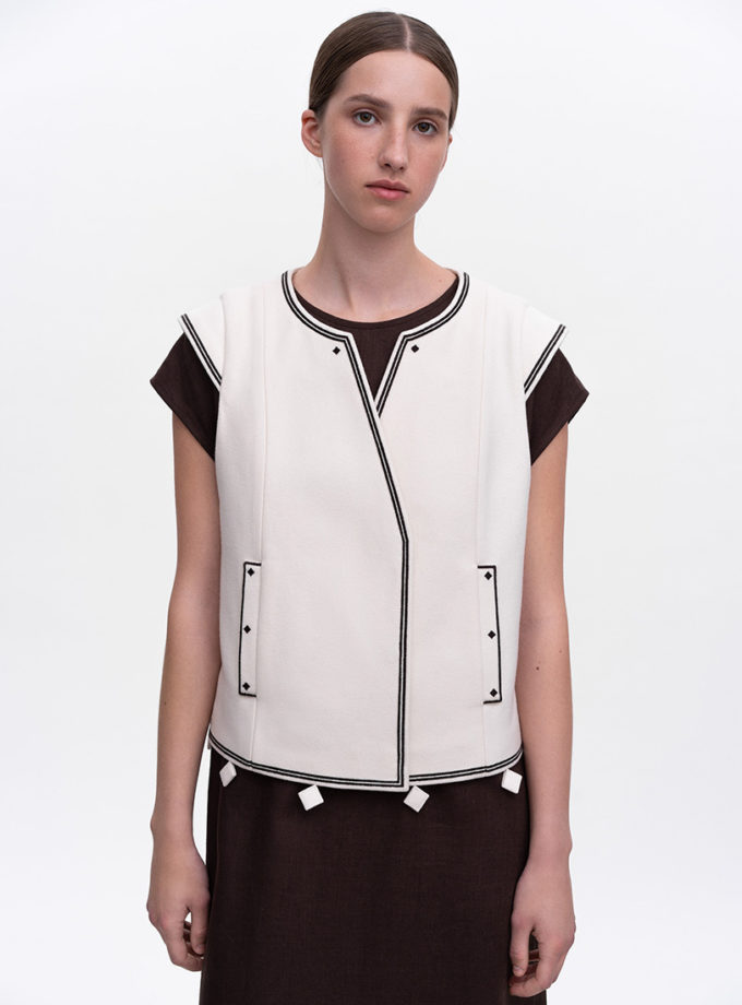 Молочний вишитий жилет Кібчик ETNODIM (ETN_Кibchyk)