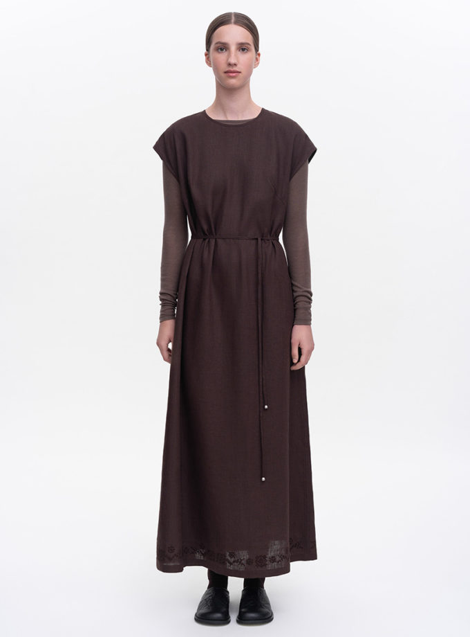 Темно-коричнева вишита сукня Невіт ETNODIM (ETN_nevit)