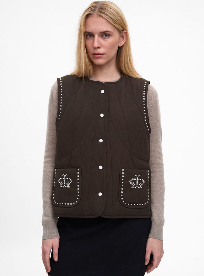 Темно-коричневий жилет Крильце ETNODIM (ETN_kryltse)
