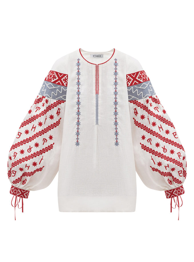 Жіноча вишита блуза присвячена абетці Rutenia ETNODIM (ETN_Rutenia)