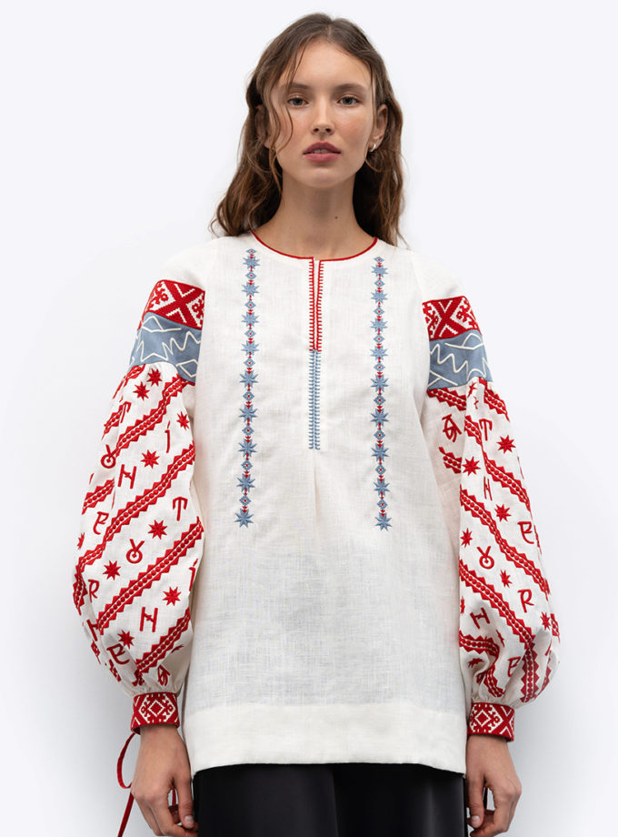 Жіноча вишита блуза присвячена абетці Rutenia ETNODIM (ETN_Rutenia)