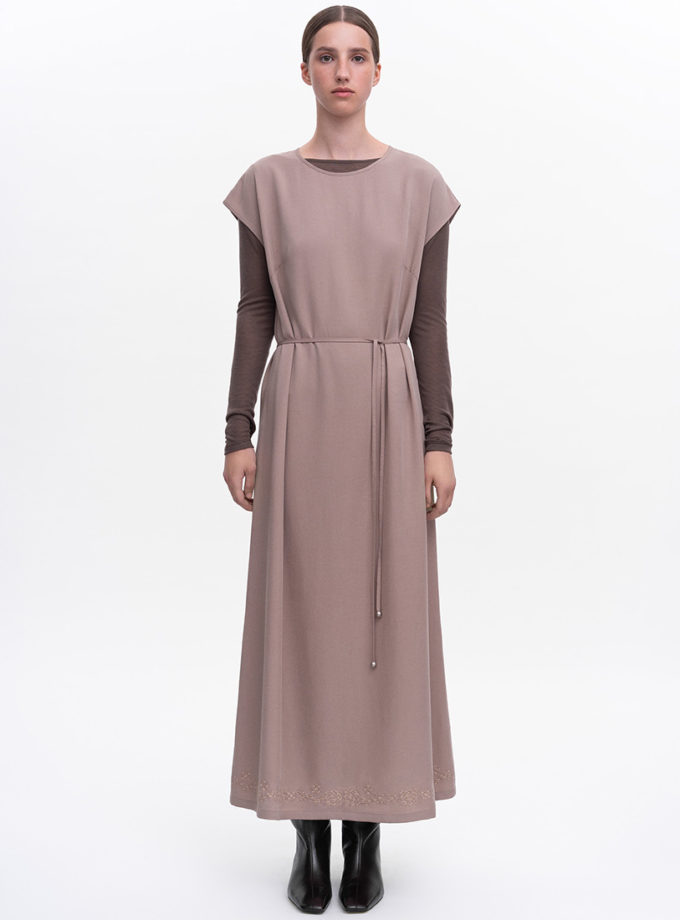 Бежева вишита сукня Невіт ETNODIM (ETN_nevit-bg)