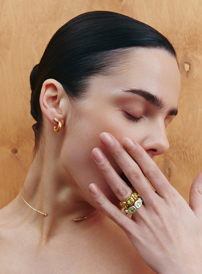 Сережки Hoops w.Zircon RIMMART JEWELRY (RAJ_ERApl-077)