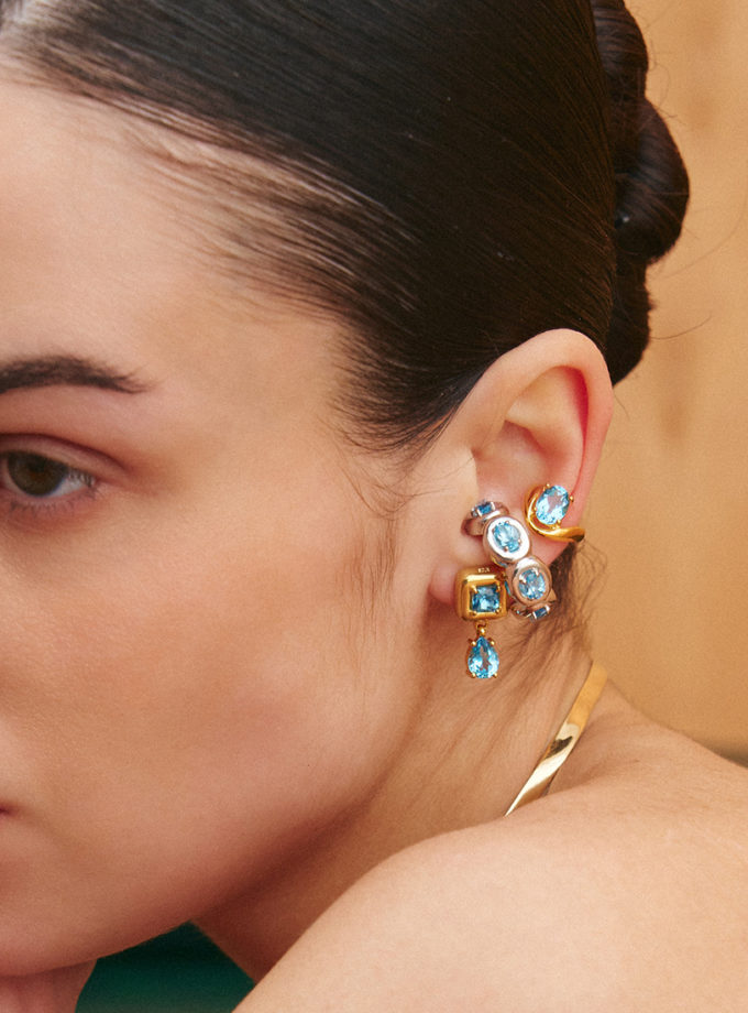 Каф Splash blue RIMMART JEWELRY (RAJ_ERApl-070b)