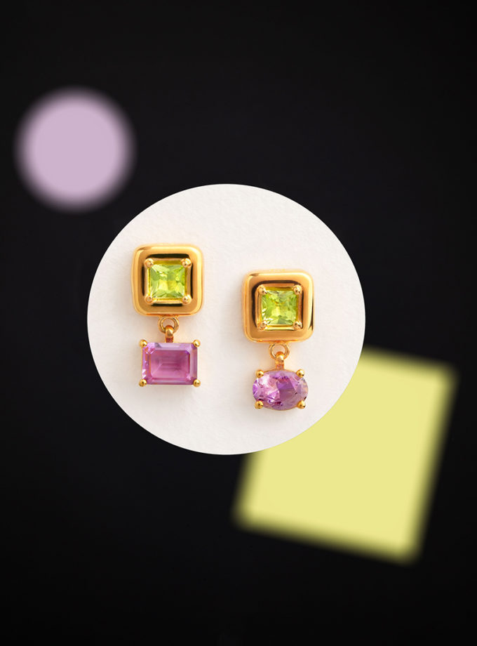 Сережки Splash Green-Violet RIMMART JEWELRY (RAJ_ERApl-072)