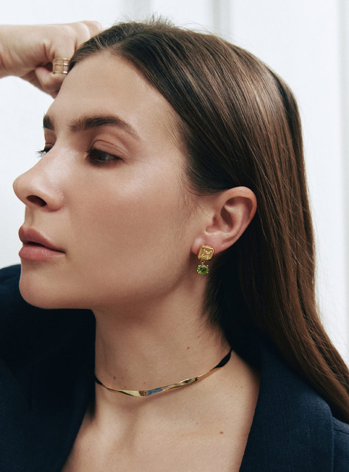 Сережки Splash Green RIMMART JEWELRY (RAJ_ERApl-071)