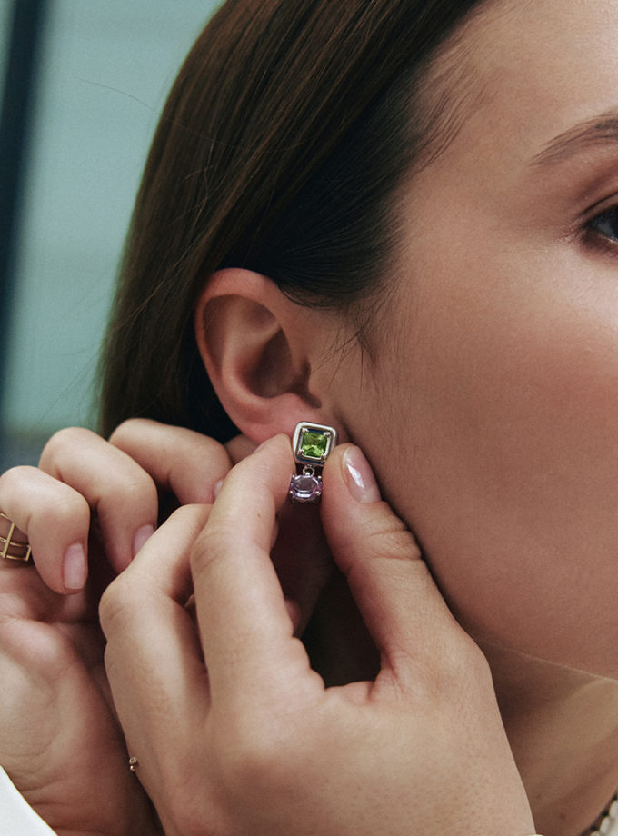 Сережки Splash Green-Violet RIMMART JEWELRY (RAJ_ERA-072)