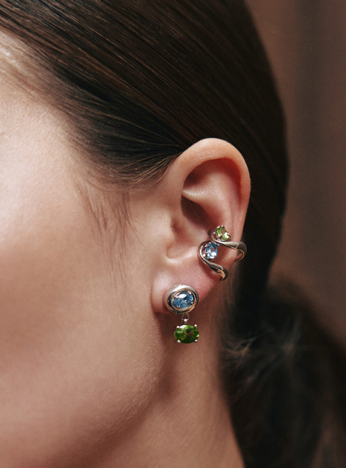 Каф Splash green RIMMART JEWELRY (RAJ_ERApl-070g)