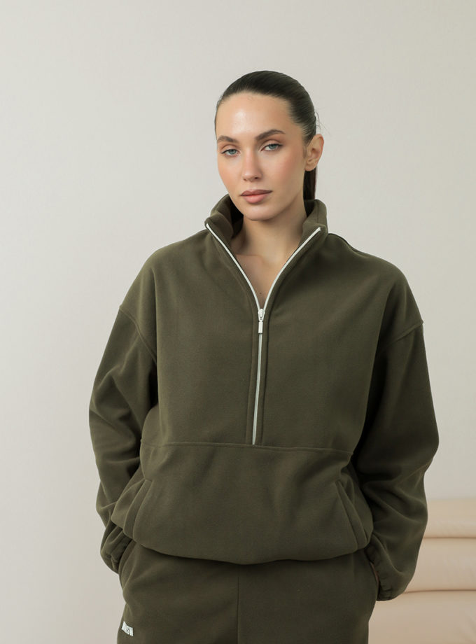 Світшот флісовий на півблискавці хакі MMSW (MMSW_СФНП-W26-KH)