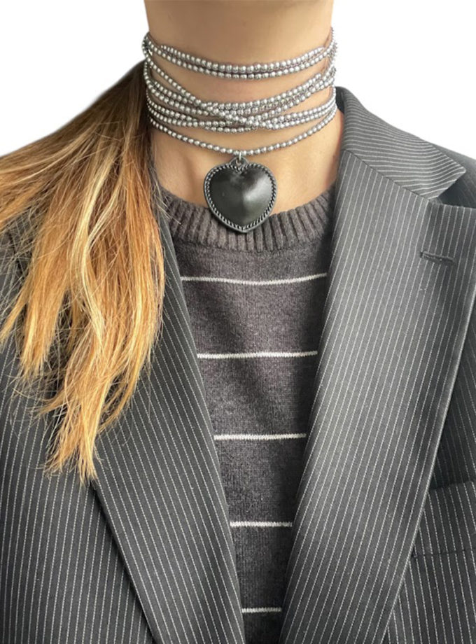 Чокер гематит с серцем чорним SMART JEWELRY (SJ_024)