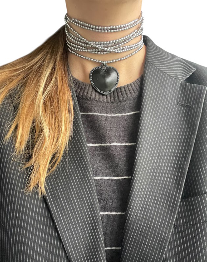 Photoroom_20251212_173418 Чокер гематит с серцем чорним SMART JEWELRY (SJ_024) - фото 2