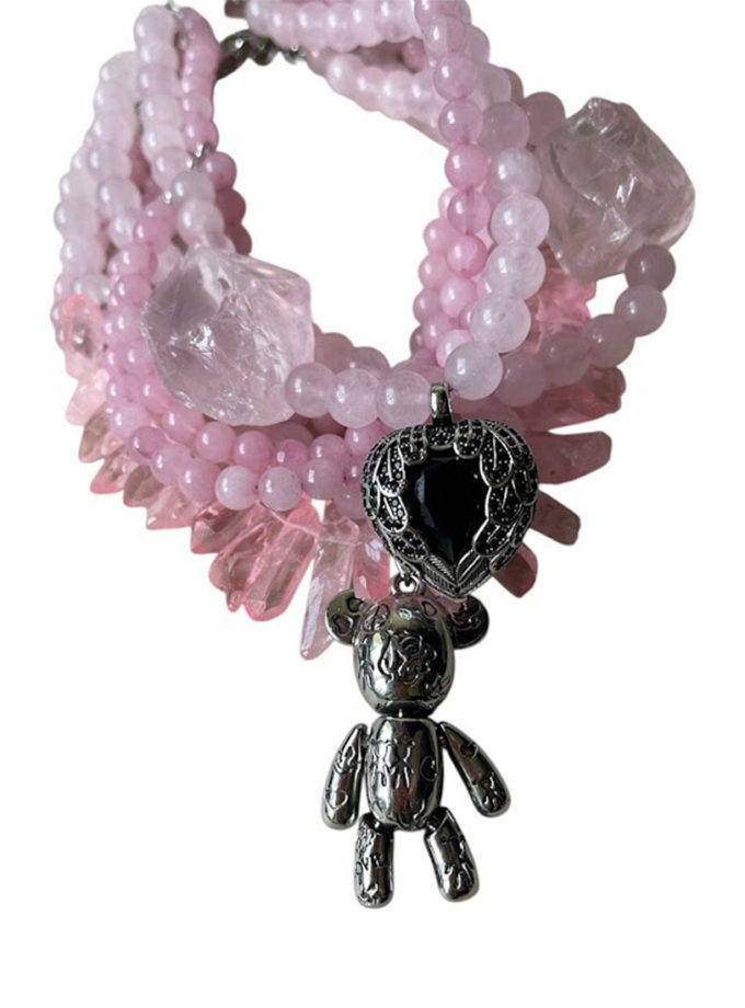 Чокер рожевий з ведмедиком і серцем SMART JEWELRY (SJ_026)