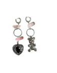 Сережки з рожевим кварцем, серцем і ведмедиком SMART JEWELRY (SJ_034)