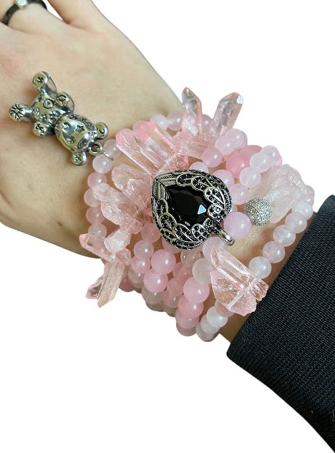 Браслет рожевий з ведмедиком і серцем SMART JEWELRY (SJ_033)