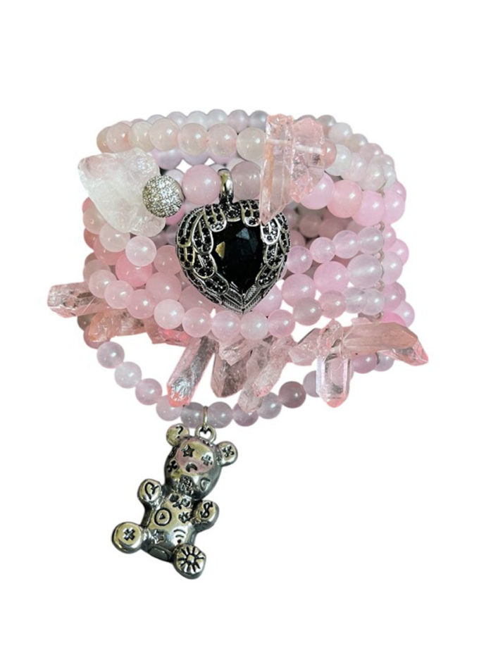 Браслет рожевий з ведмедиком і серцем SMART JEWELRY (SJ_033)