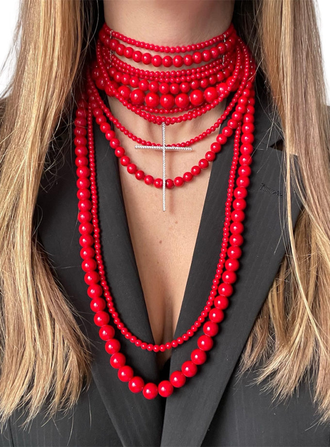 Прикраса червона з хрестом SMART JEWELRY (SJ_030)