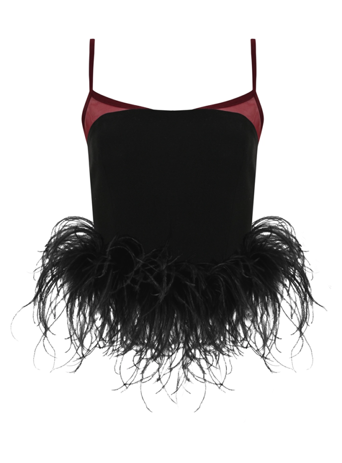 Топ з відстібним страусиним пірʼям FABBY (FBB_FB13)