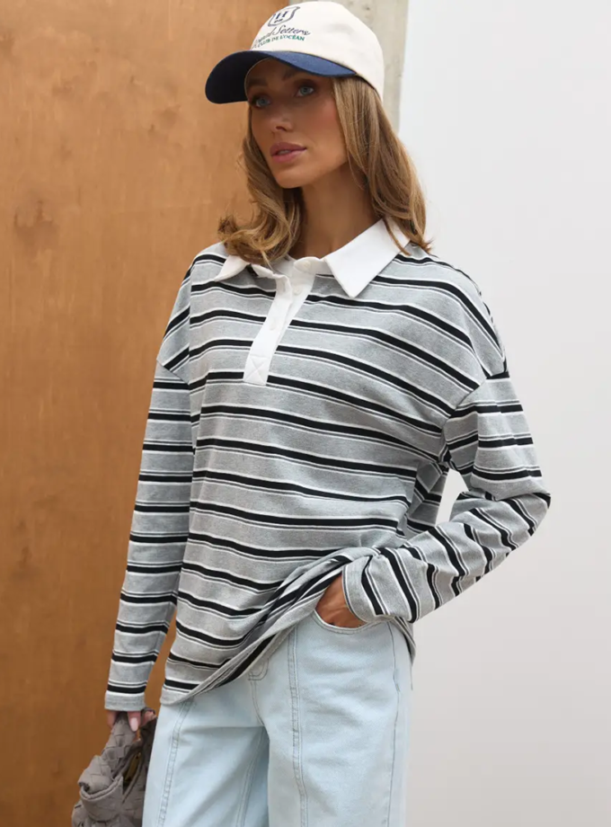 Джемпер поло трикотажний S008 сірий TWICE (TWC_3355-105471-dzhemper)