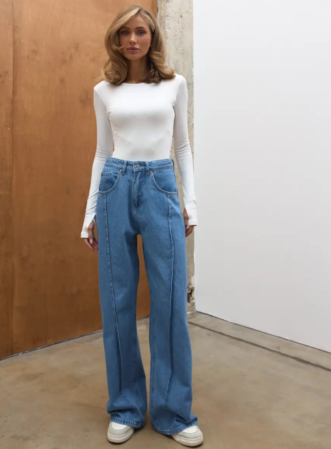 Джинси Wide Leg сині з акцентними швами WL 591 TWICE (TWC_3394-105697-dzhinsi)