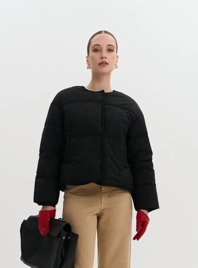 Куртка стьобана без коміра OW 35 чорна TWICE (TWC_3371-105614-kurtka_bl)