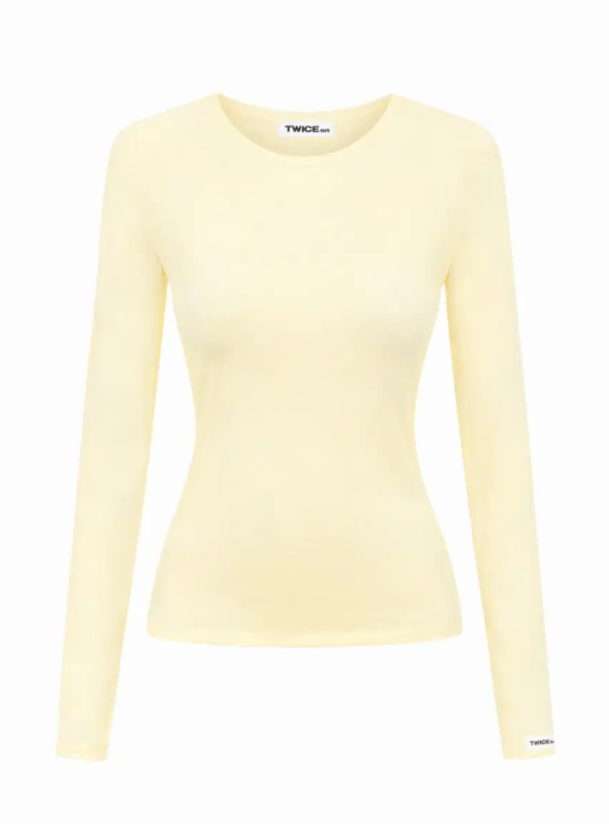 Лонгслів базовий подовжений світло-жовтий TWICE (TWC_LB2403232071_yel)