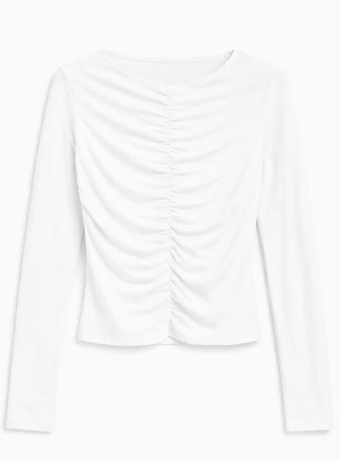 Лонгслів з драпіруванням молочний TWICE (TWC_LS250522339_mlk)