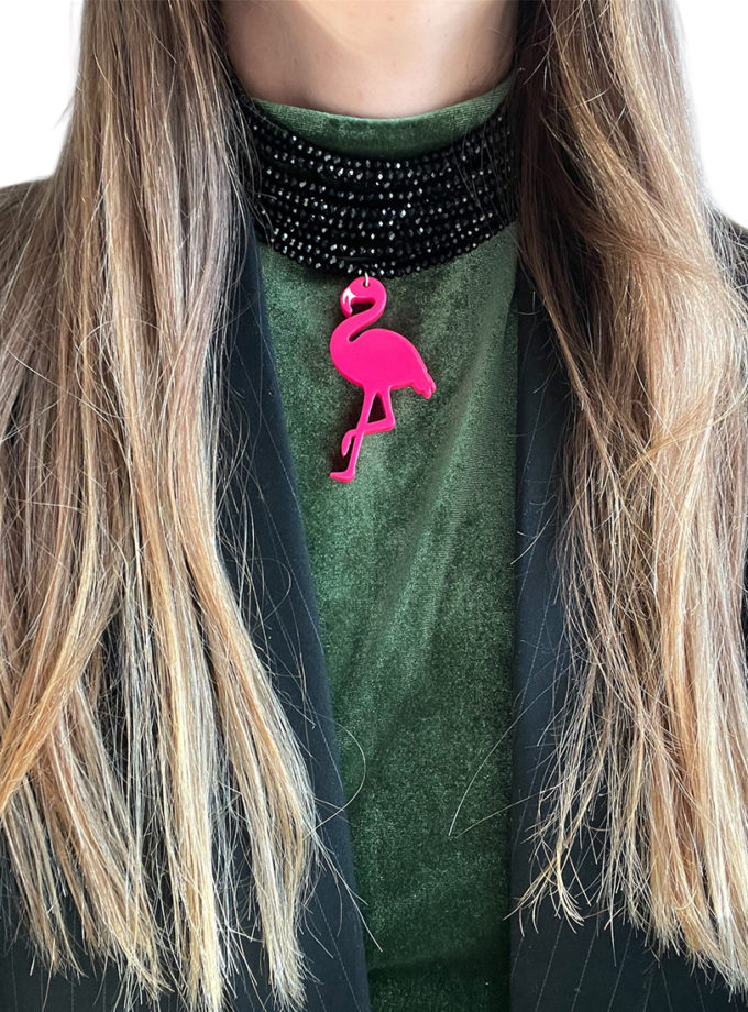 Чокер чорний з фламінго SMART JEWELRY (SJ_037)