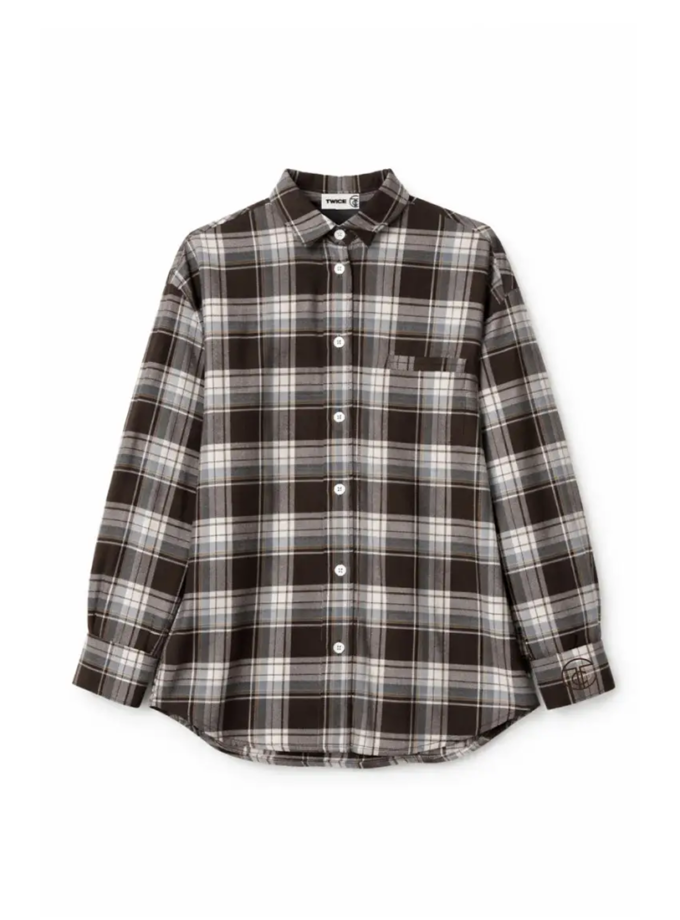 Сорочка бавовняна в клітинку SH102 коричнева TWICE (TWC_3403-105756-sorochka_br)